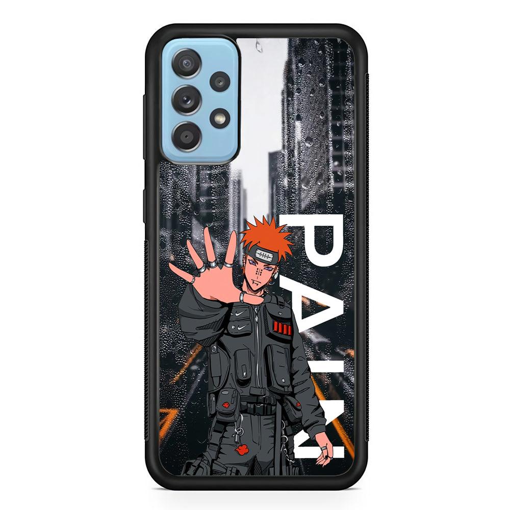 Naruto Hype Pain on The Rain Samsung Galaxy A52 Case-Rubber Black (2D Case)-Oxvistore