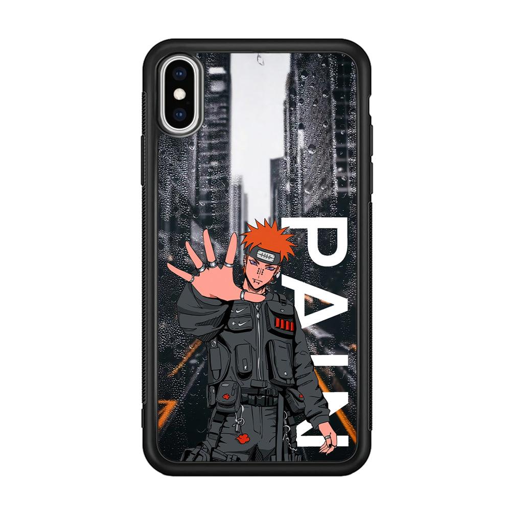 Naruto Hype Pain on The Rain iPhone Xs Max Case-Rubber Black (2D Case)-Oxvistore