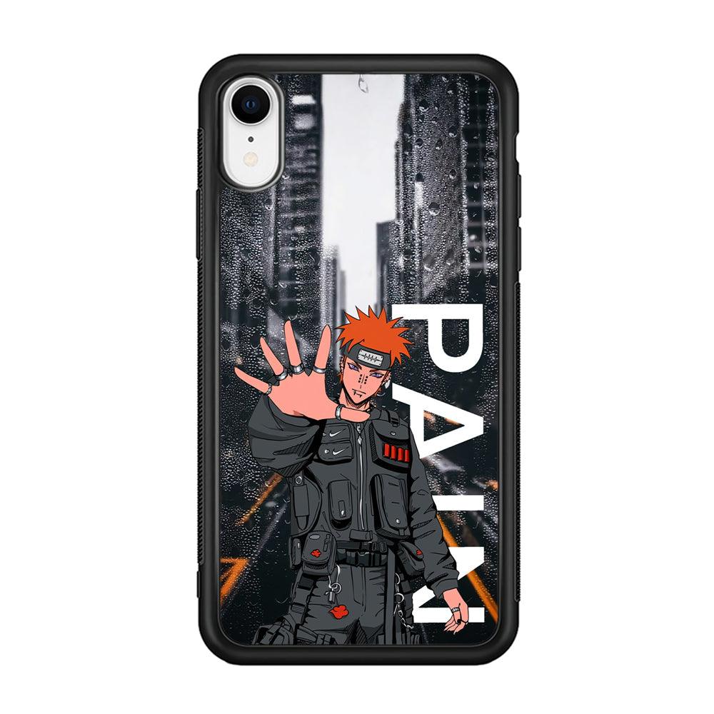 Naruto Hype Pain on The Rain iPhone XR Case-Rubber Black (2D Case)-Oxvistore