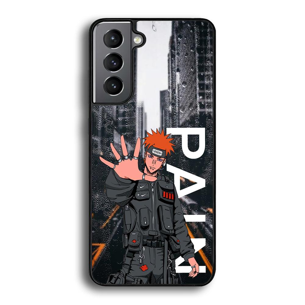 Naruto Hype Pain on The Rain Samsung Galaxy S21 Plus Case-Rubber Black (2D Case)-Oxvistore
