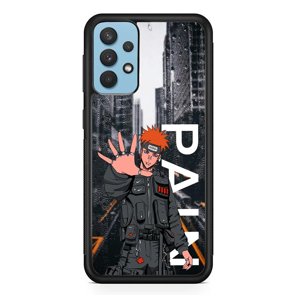 Naruto Hype Pain on The Rain Samsung Galaxy A32 Case-Rubber Black (2D Case)-Oxvistore