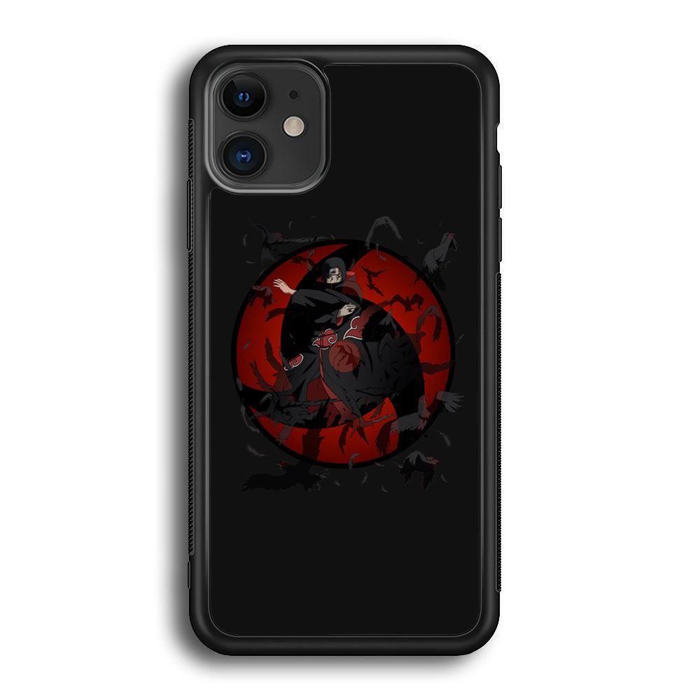 Naruto Itachi Raven Summoning iPhone 11 Case-Rubber White (2D Case)-Oxvistore