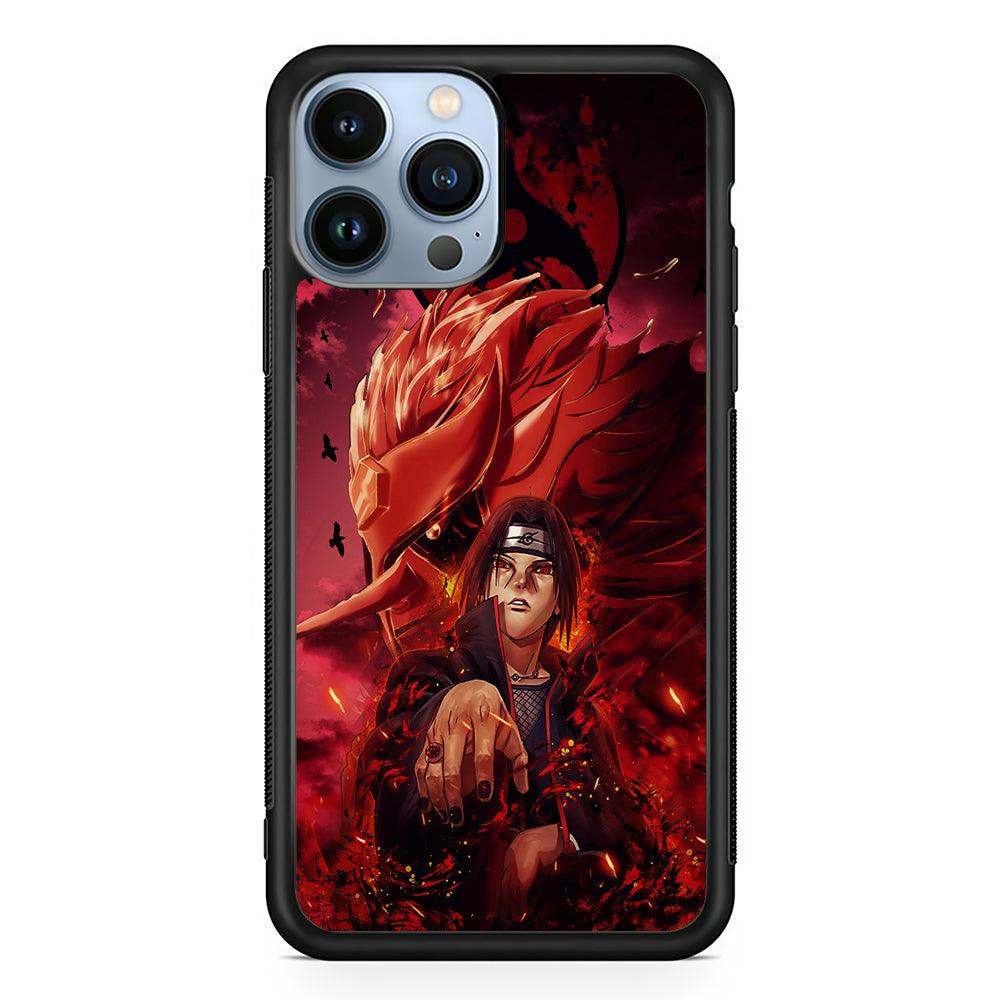 Naruto Itachi of The Sharingan Susanoo 2D Rubber Phone Case-Black-Oxvistore