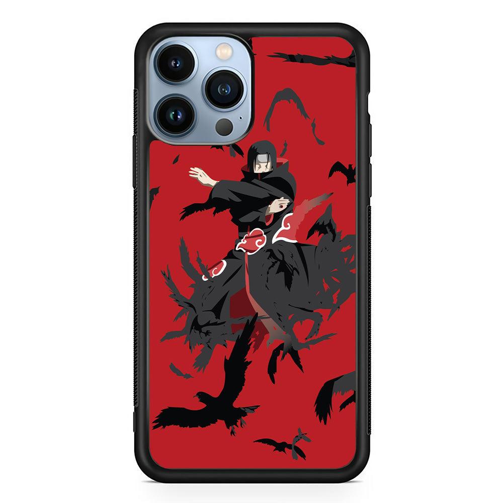 Naruto Kuchiyose of Itachi iPhone 14 Pro Max Case-Rubber Black (2D Case)-Oxvistore