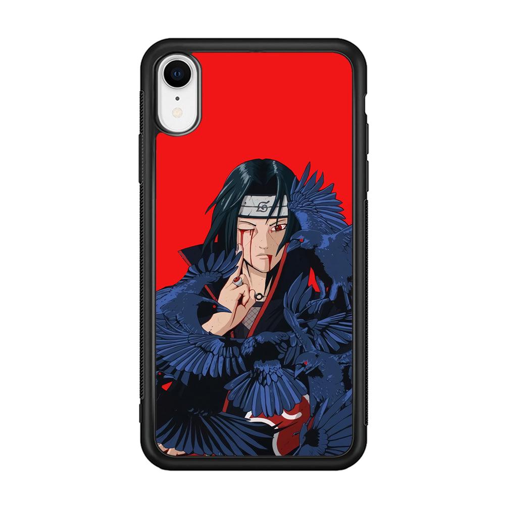 Naruto On Itachi Power Show iPhone XR Case-Rubber Black (2D Case)-Oxvistore
