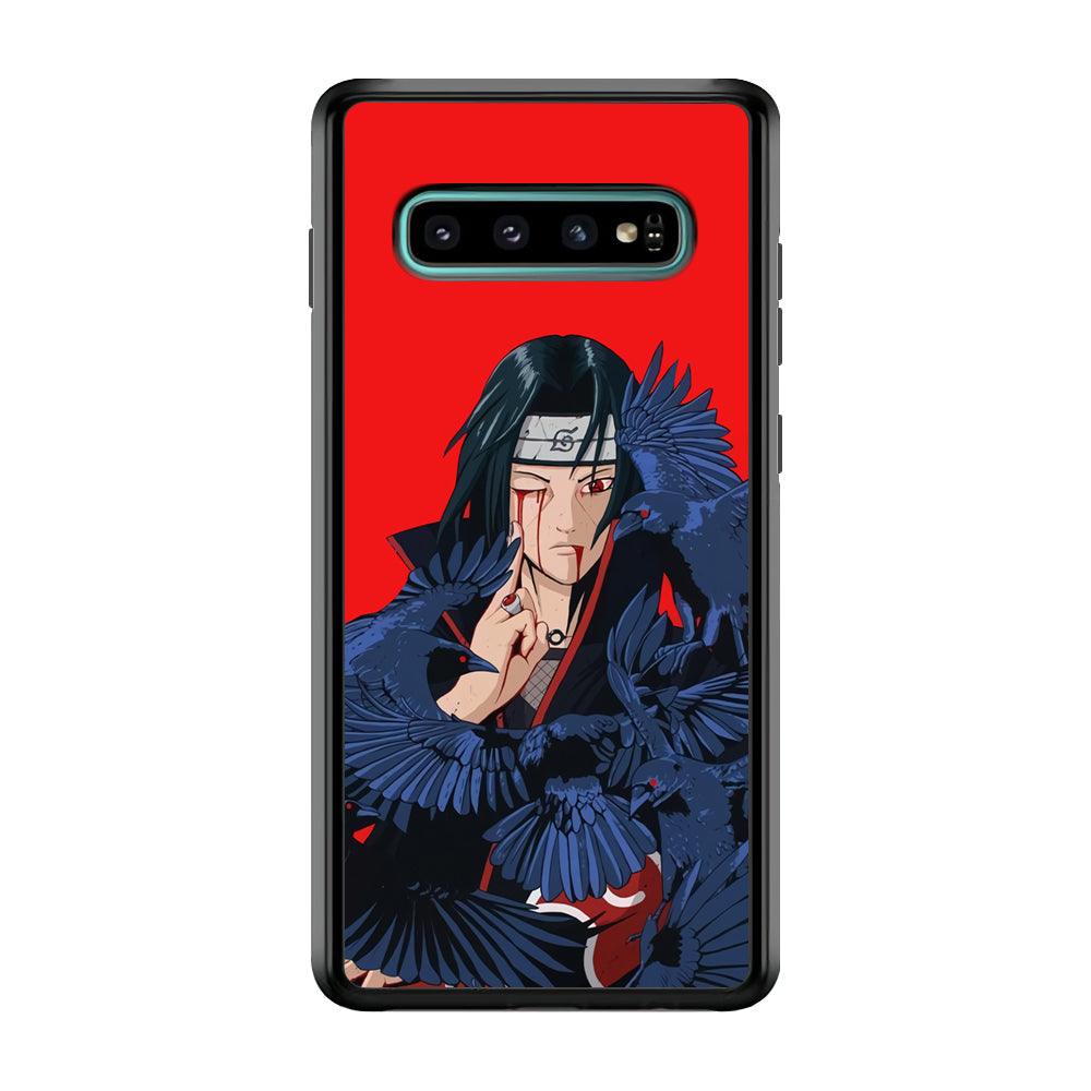 Naruto On Itachi Power Show Samsung Galaxy S10 Case-Rubber Black (2D Case)-Oxvistore