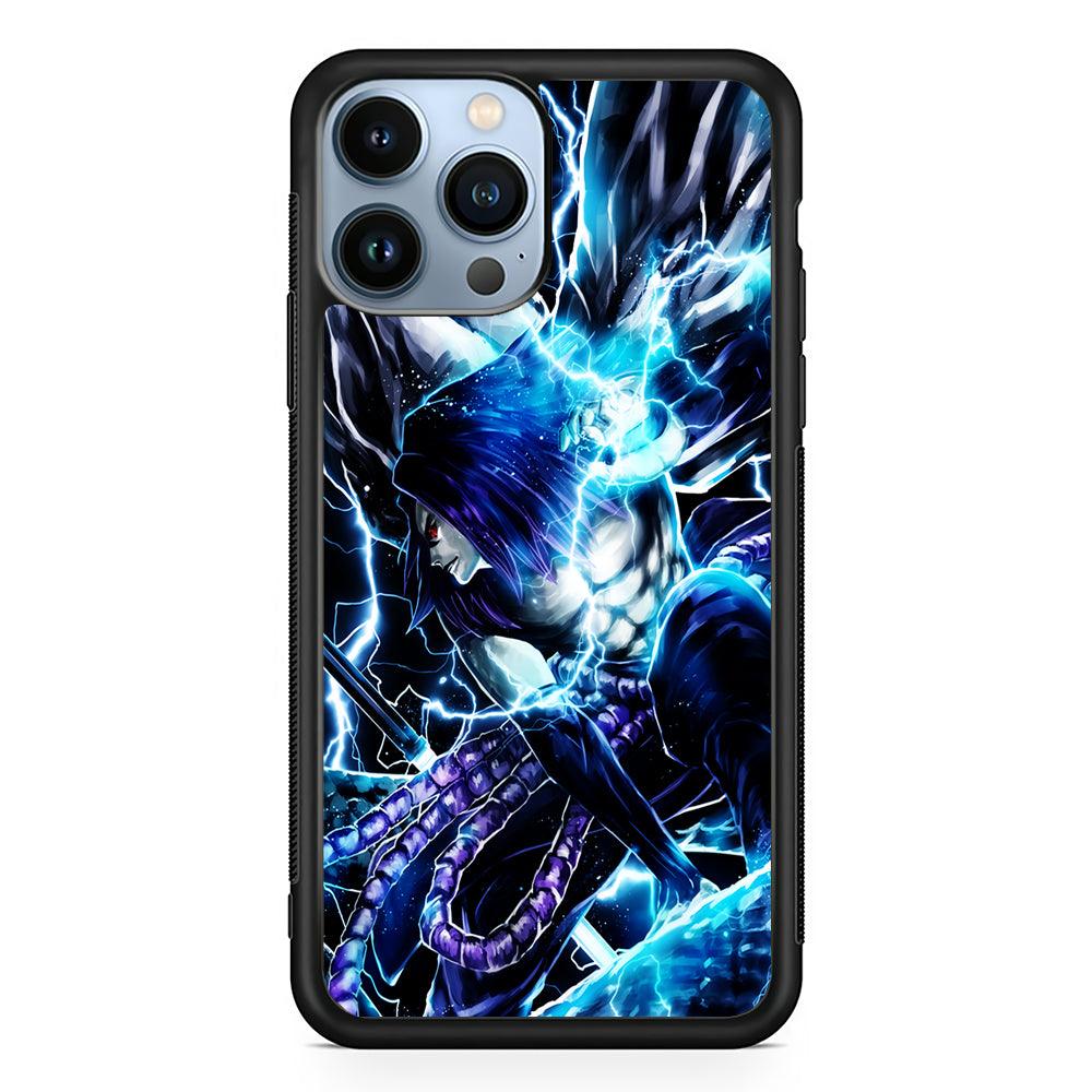 Naruto Sasuke Chidori Art 2D Rubber Phone Case-Black-Oxvistore