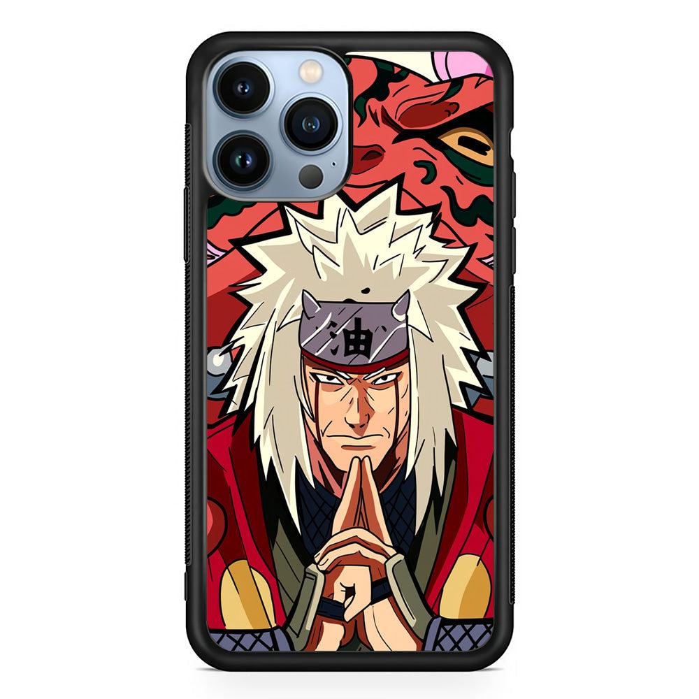 Naruto Series Jiraiya Sannin of Konoha iPhone 14 Pro Max Case-Rubber Black (2D Case)-Oxvistore