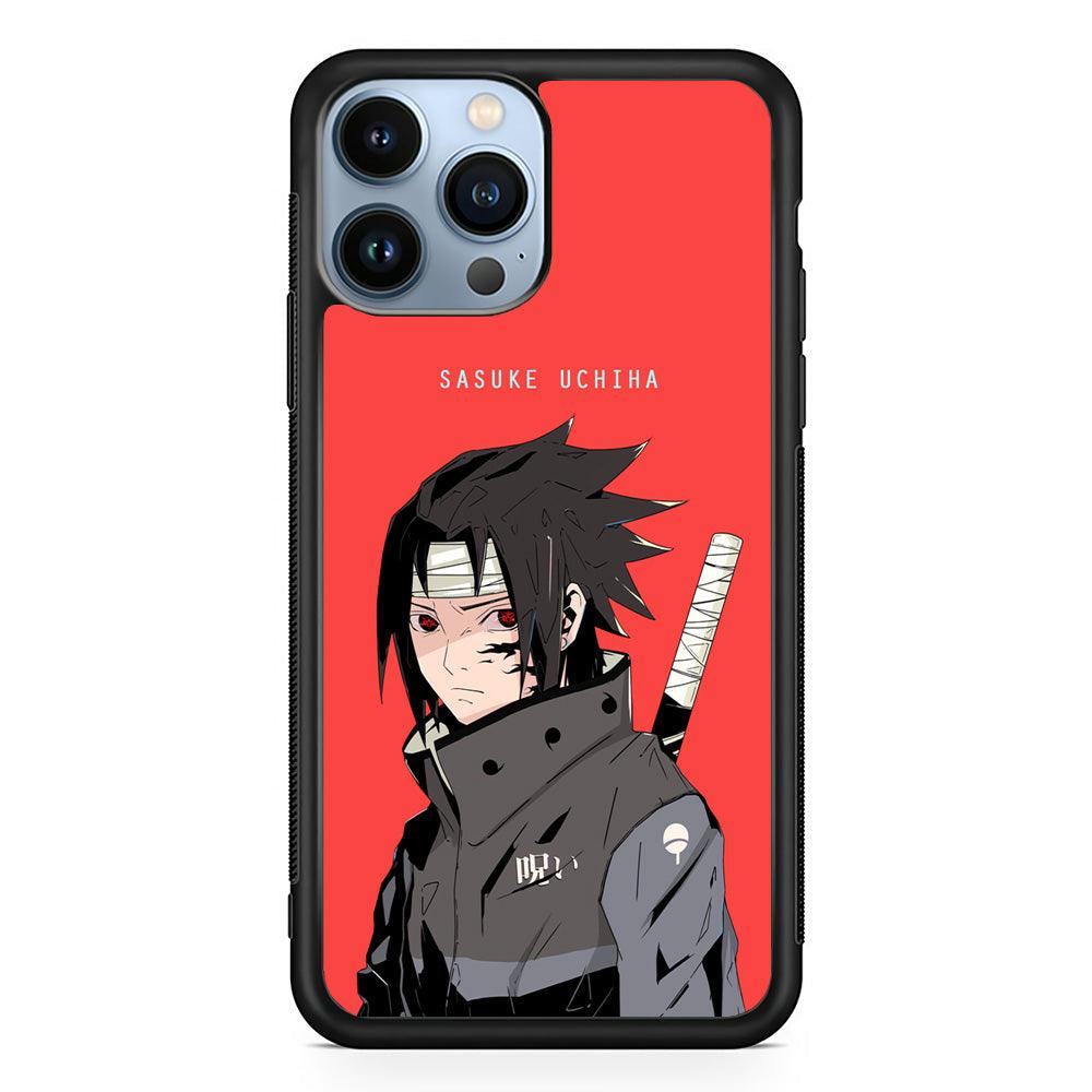 Naruto Series Sasuke Stare of Sharingan iPhone 13 Pro Case-Rubber Black (2D Case)-Oxvistore