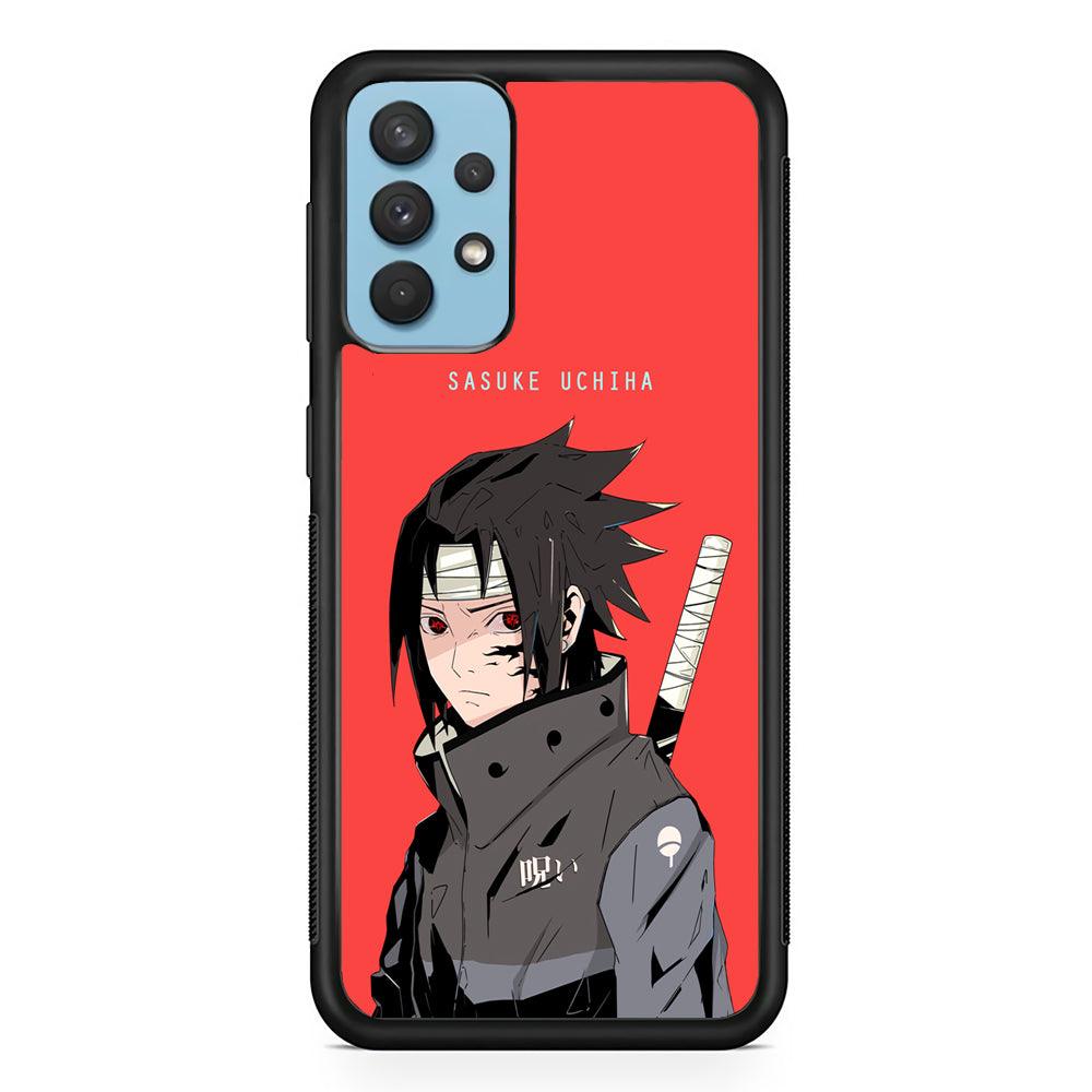 Naruto Series Sasuke Stare of Sharingan Samsung Galaxy A32 Case-Rubber Black (2D Case)-Oxvistore