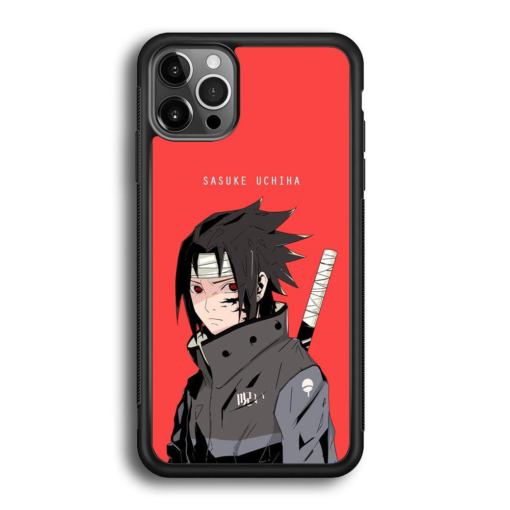 Naruto Series Sasuke Stare of Sharingan iPhone 12 Pro Max Case-Rubber Black (2D Case)-Oxvistore
