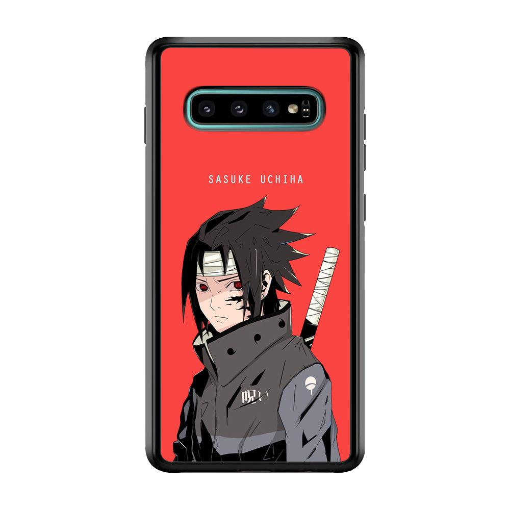 Naruto Series Sasuke Stare of Sharingan Samsung Galaxy S10 Case-Rubber Black (2D Case)-Oxvistore