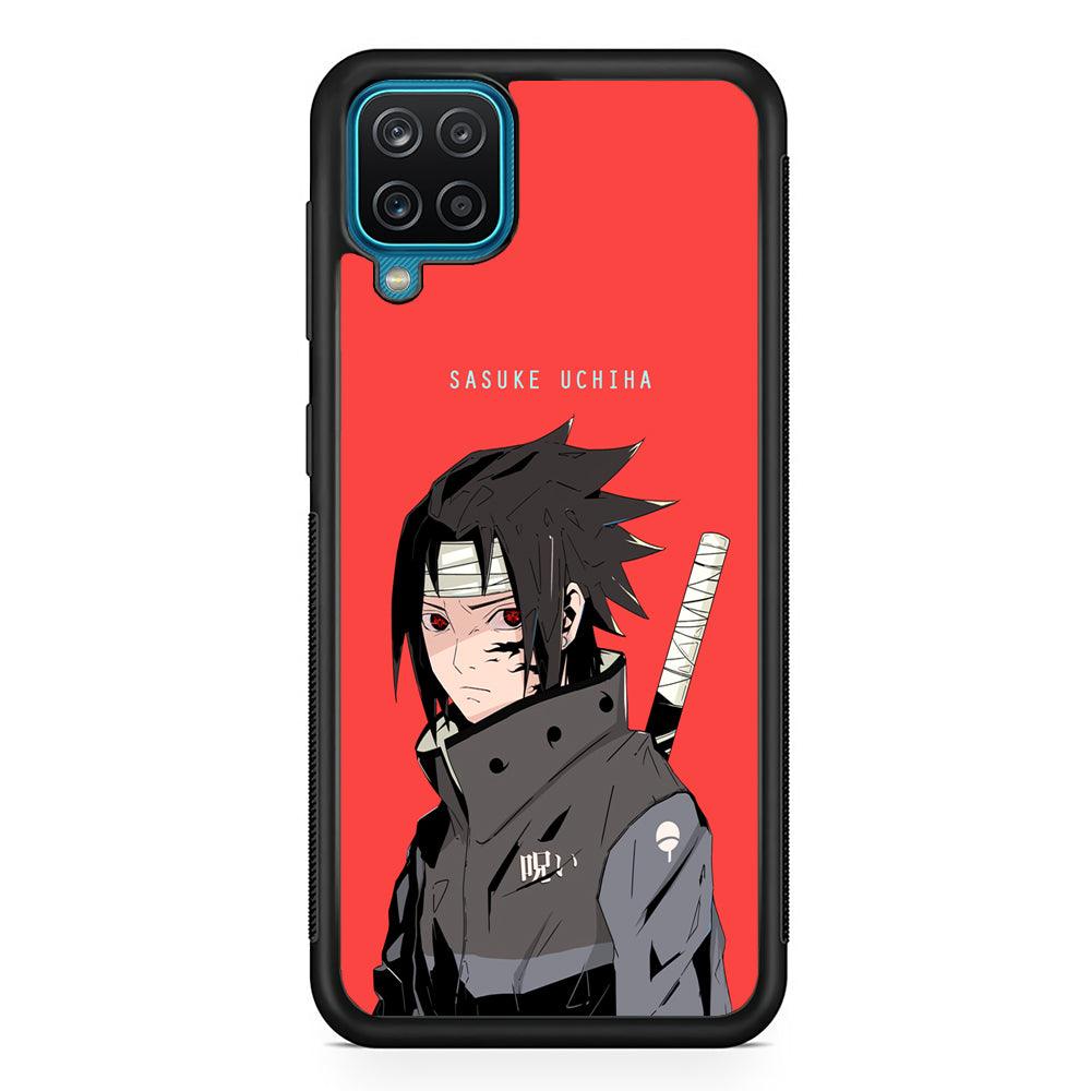 Naruto Series Sasuke Stare of Sharingan Samsung Galaxy A12 Case-Rubber Black (2D Case)-Oxvistore