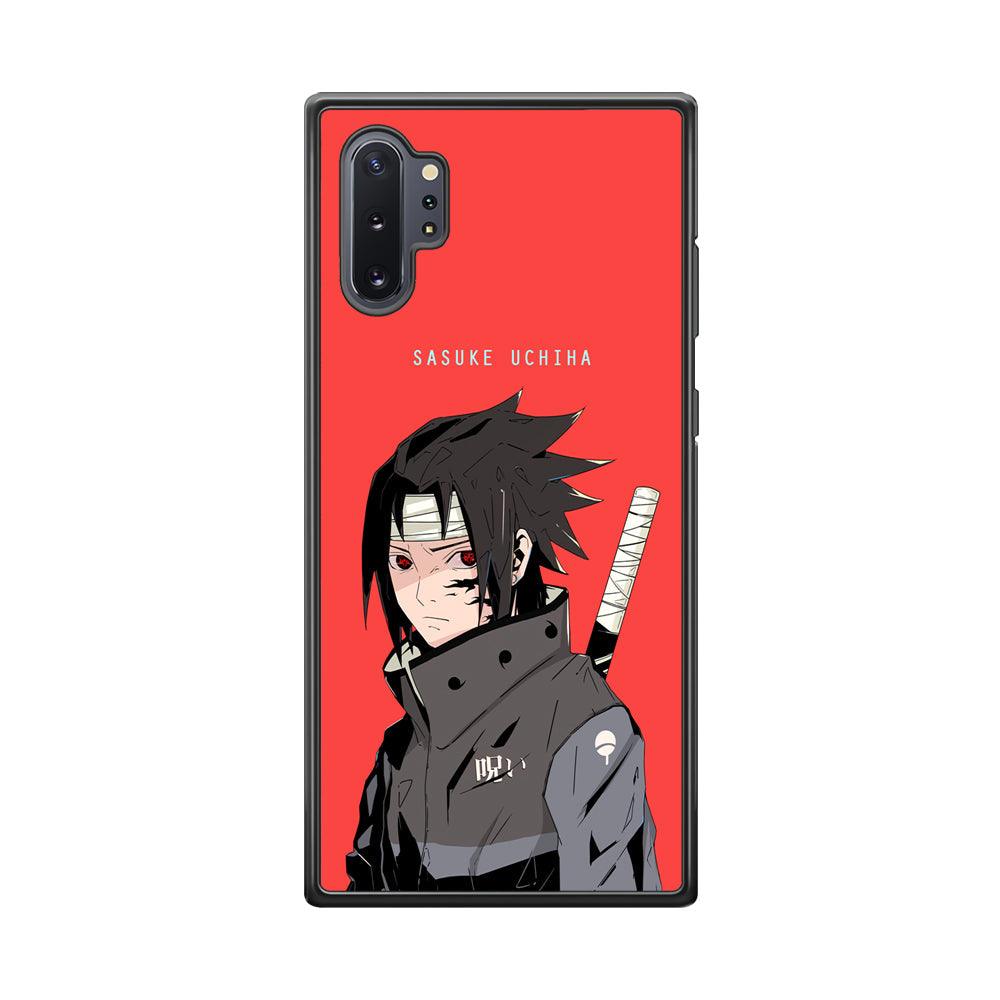 Naruto Series Sasuke Stare of Sharingan Samsung Galaxy Note 10 Plus Case-Rubber Black (2D Case)-Oxvistore