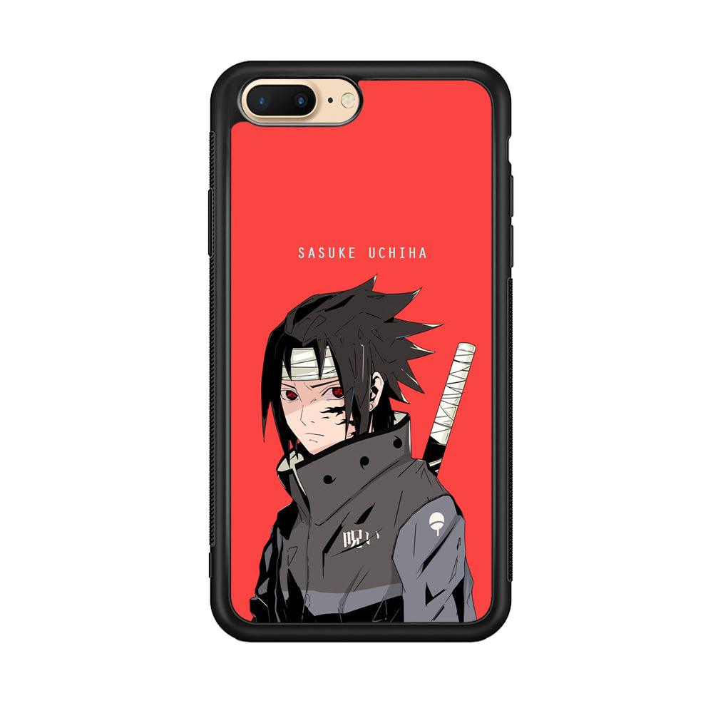 Naruto Series Sasuke Stare of Sharingan iPhone 8 Plus Case-Rubber Black (2D Case)-Oxvistore