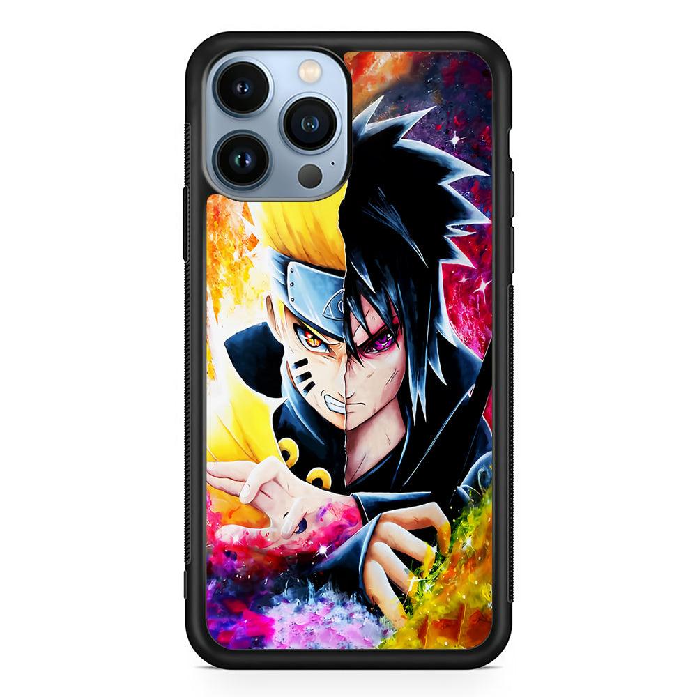Naruto VS Sasuke Painting Art 2D Rubber Phone Case-Black-Oxvistore
