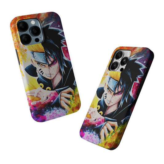 Naruto VS Sasuke Painting Art 2 in 1 Tough Phone Case-Oxvistore
