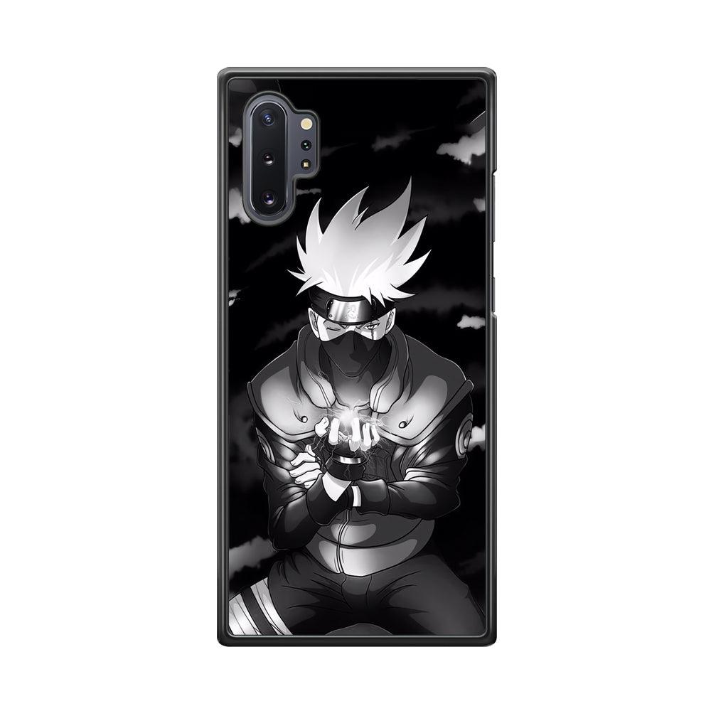Naruto B&W Kakashi Chidori Samsung Galaxy Note 10 Plus Case-Rubber White (2D Case)-Oxvistore