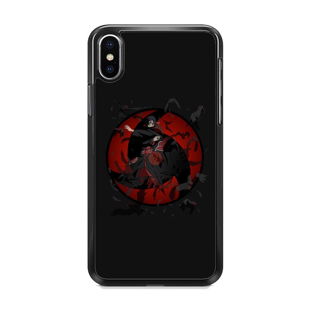 Naruto Itachi Raven Summoning iPhone X Case-Rubber Black (2D Case)-Oxvistore