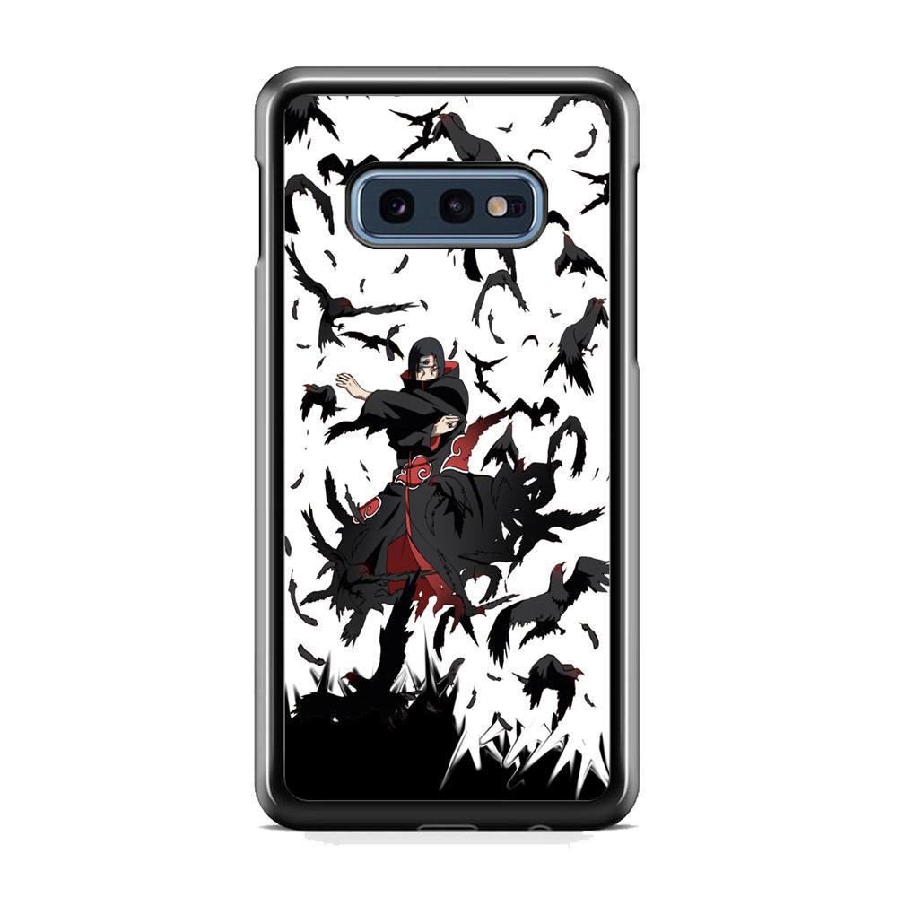 Naruto Itachi Uchiha Flying Bird Samsung Galaxy S10E Case-Rubber Black (2D Case)-Oxvistore