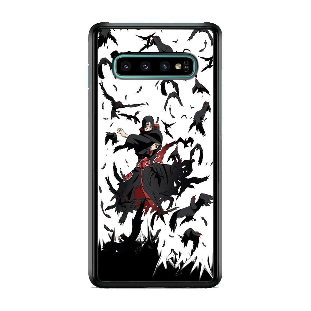 Naruto Itachi Uchiha Flying Bird Samsung Galaxy S10 Case-Rubber Black (2D Case)-Oxvistore