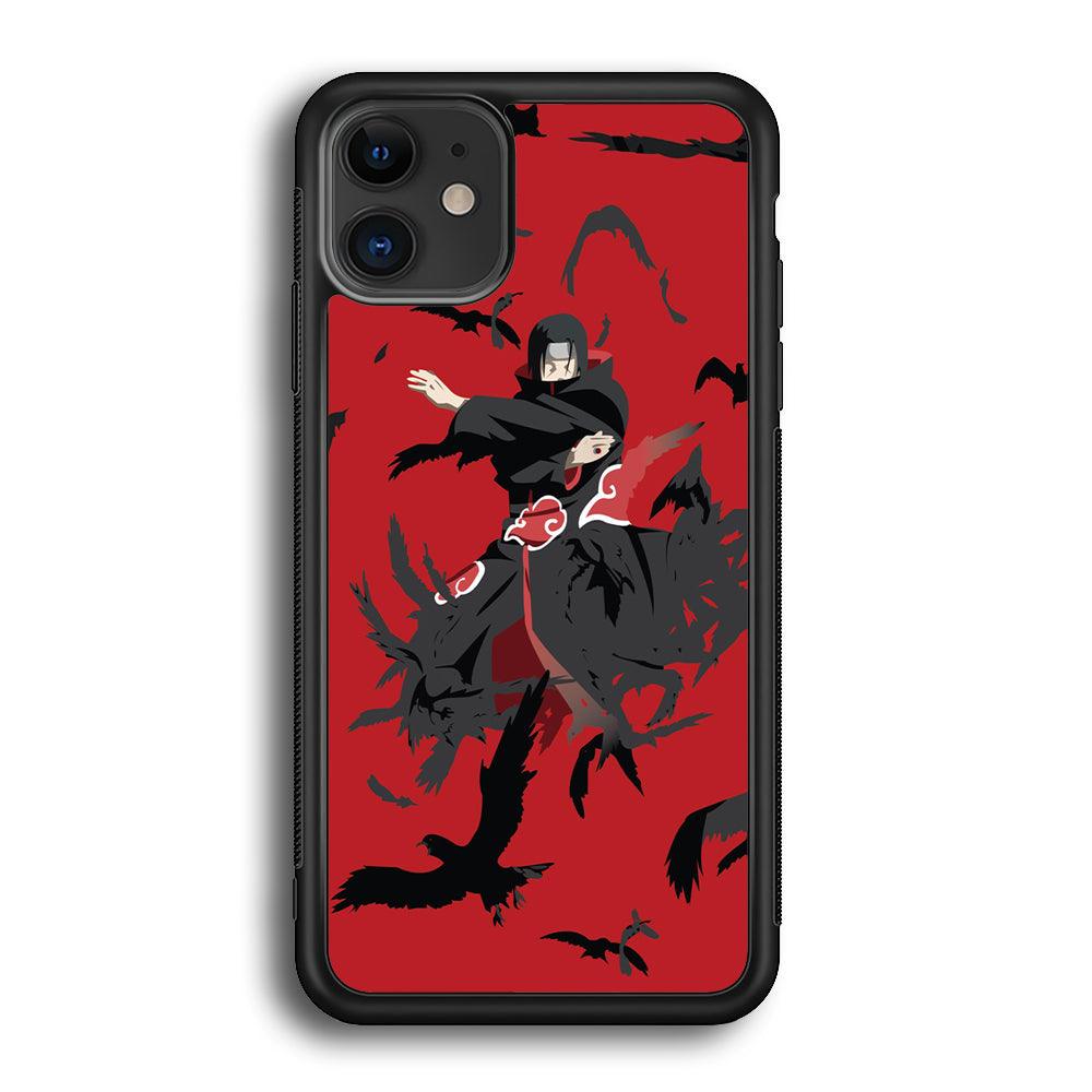 Naruto Kuchiyose of Itachi iPhone 12 Case-Rubber Black (2D Case)-Oxvistore