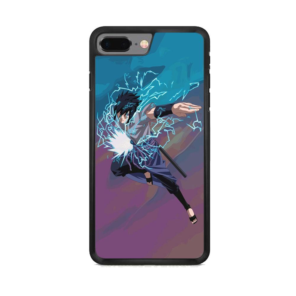 Naruto Uchiha Sasuke Beattle Style iPhone 8 Plus Case-Rubber Black (2D Case)-Oxvistore