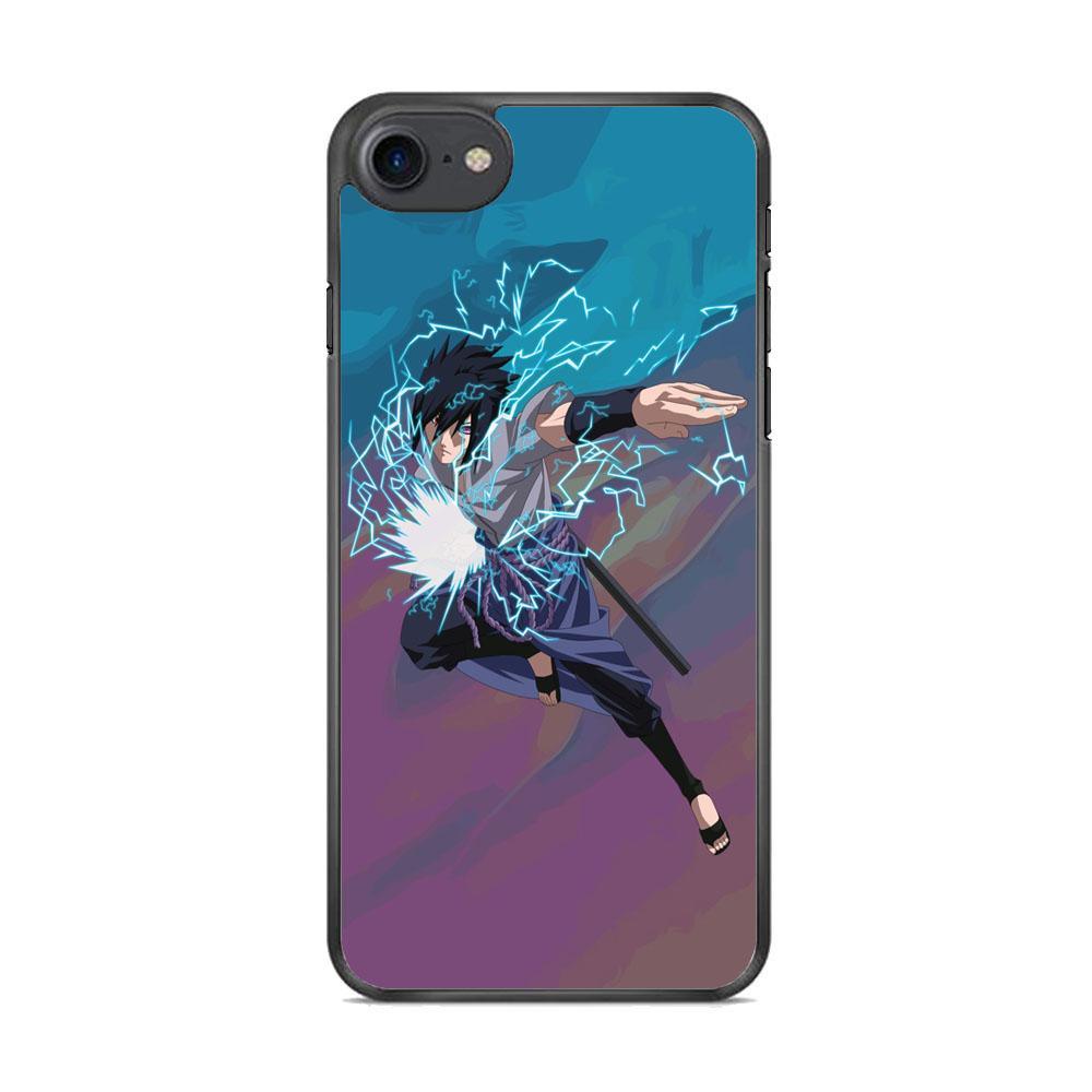 Naruto Uchiha Sasuke Beattle Style iPhone 7 Case-Rubber Black (2D Case)-Oxvistore