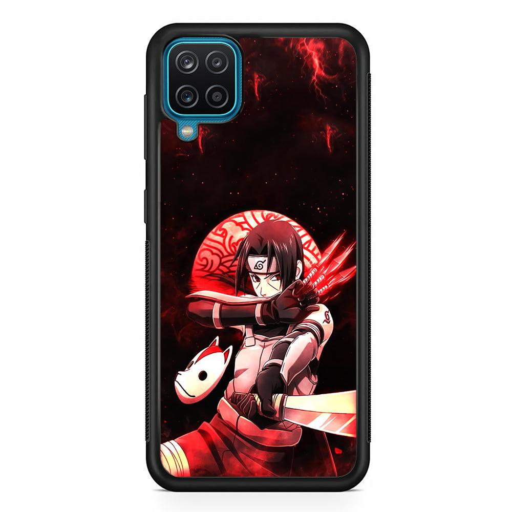 Naruto on Itachi Anbu Mission Samsung Galaxy A12 Case-Rubber Black (2D Case)-Oxvistore