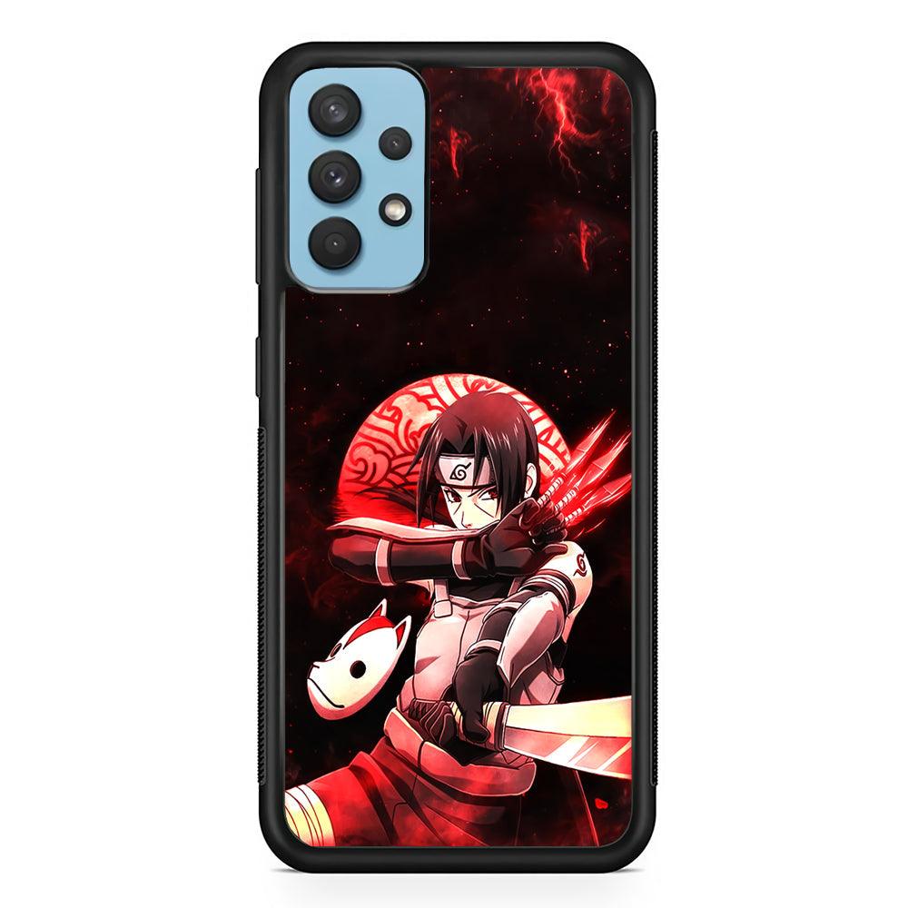 Naruto on Itachi Anbu Mission Samsung Galaxy A32 Case-Rubber Black (2D Case)-Oxvistore