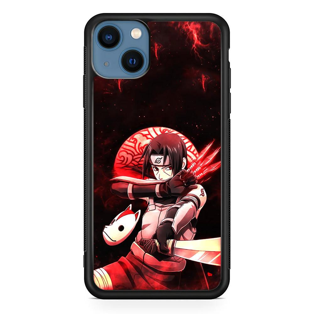 Naruto on Itachi Anbu Mission iPhone 14 Case-Rubber Black (2D Case)-Oxvistore