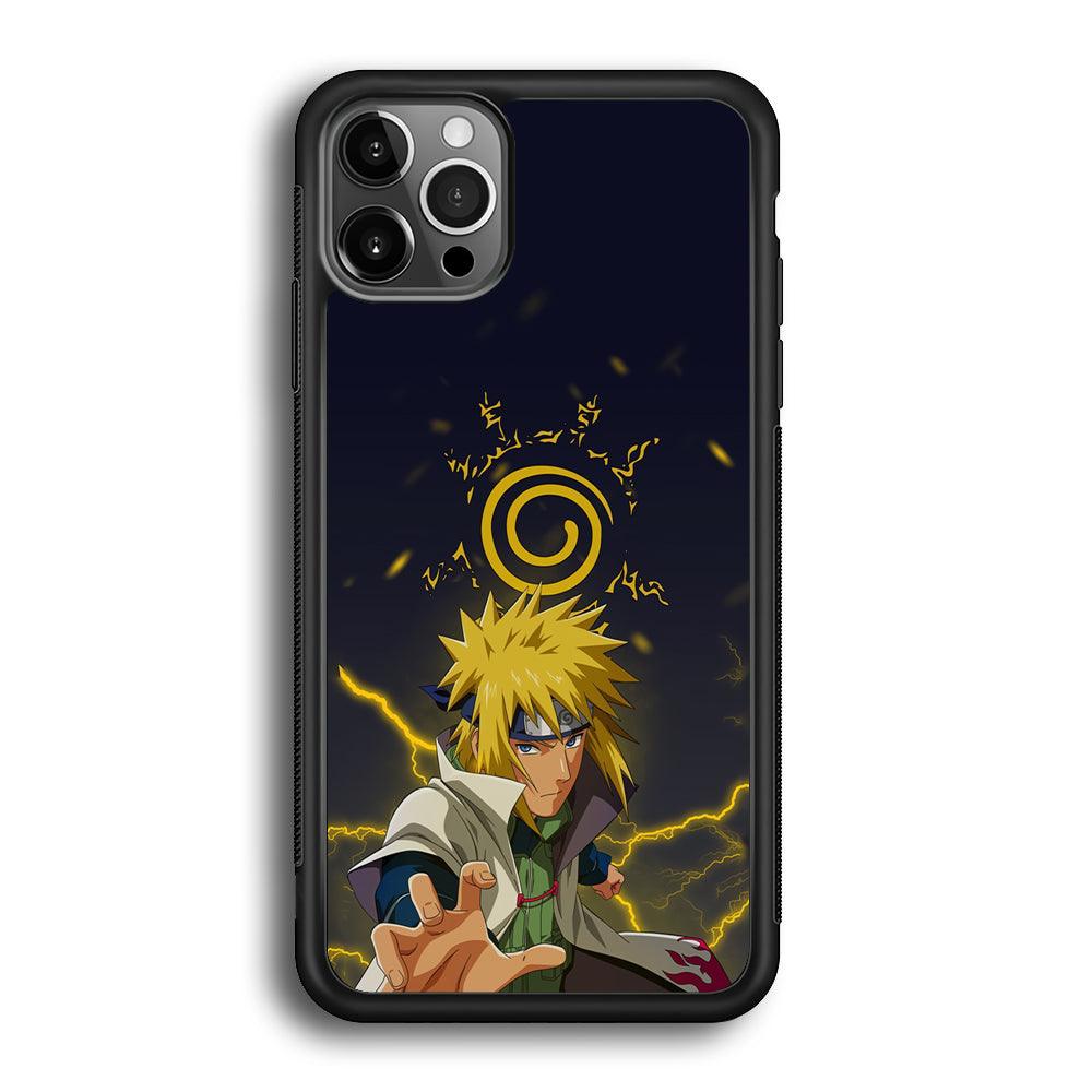 Naruto on Minato Yellow Flash iPhone 12 Pro Max Case-Rubber Black (2D Case)-Oxvistore