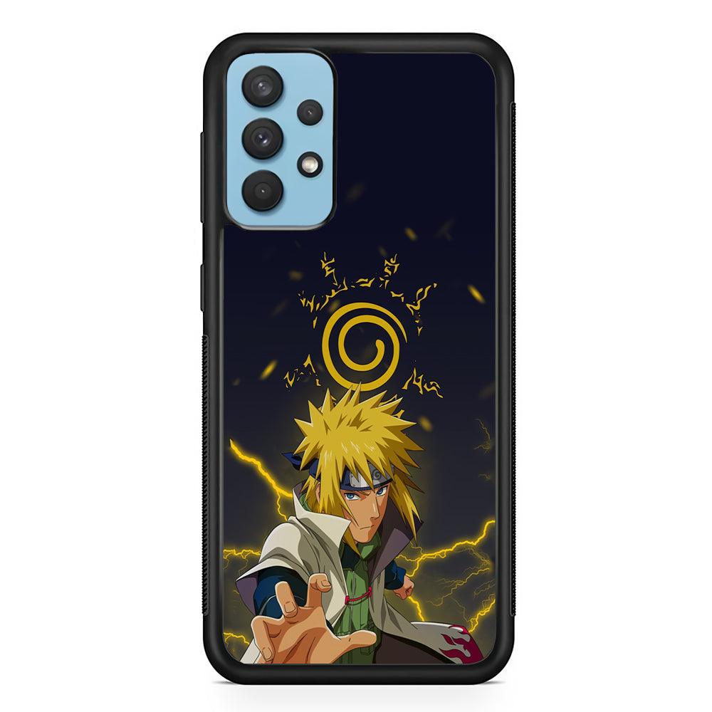 Naruto on Minato Yellow Flash Samsung Galaxy A32 Case-Rubber Black (2D Case)-Oxvistore