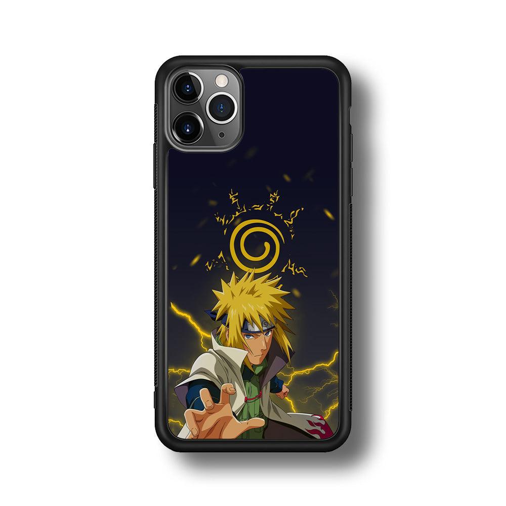 Naruto on Minato Yellow Flash iPhone 11 Pro Max Case-Rubber Black (2D Case)-Oxvistore