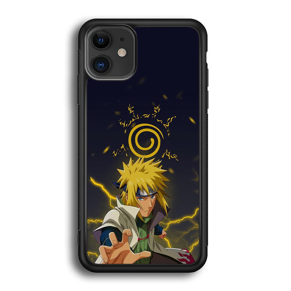 Naruto on Minato Yellow Flash iPhone 12 Case-Rubber Black (2D Case)-Oxvistore