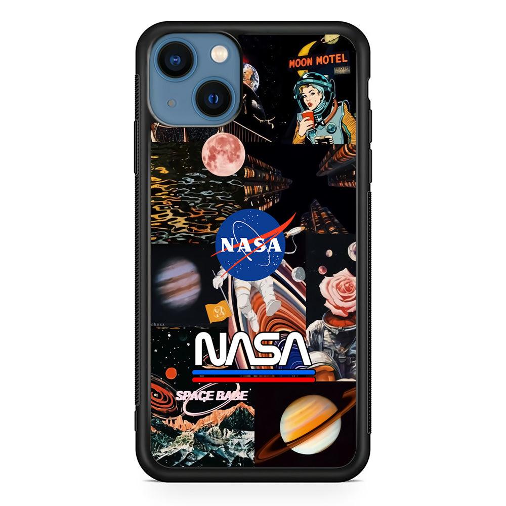 Nasa Astronaut Hustle iPhone 13 Case-Rubber Black (2D Case)-Oxvistore