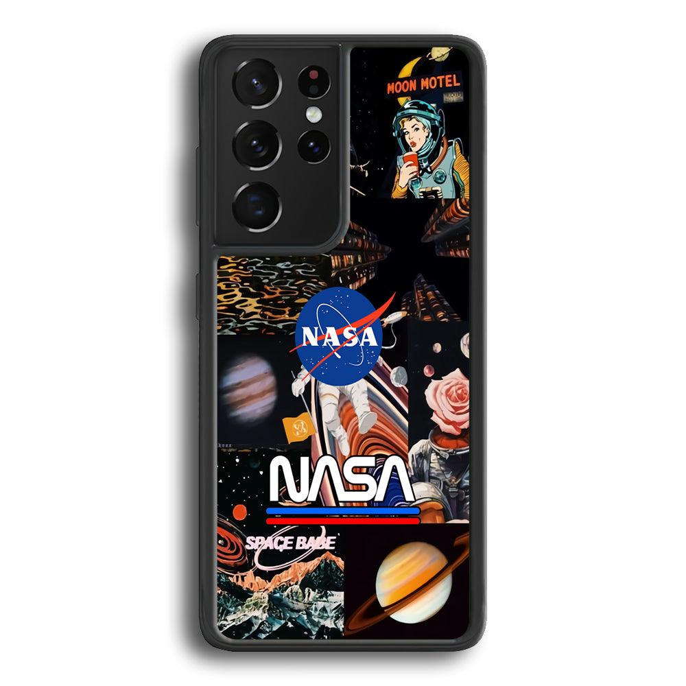 Nasa Astronaut Hustle Samsung Galaxy S21 Ultra Case-Rubber Black (2D Case)-Oxvistore