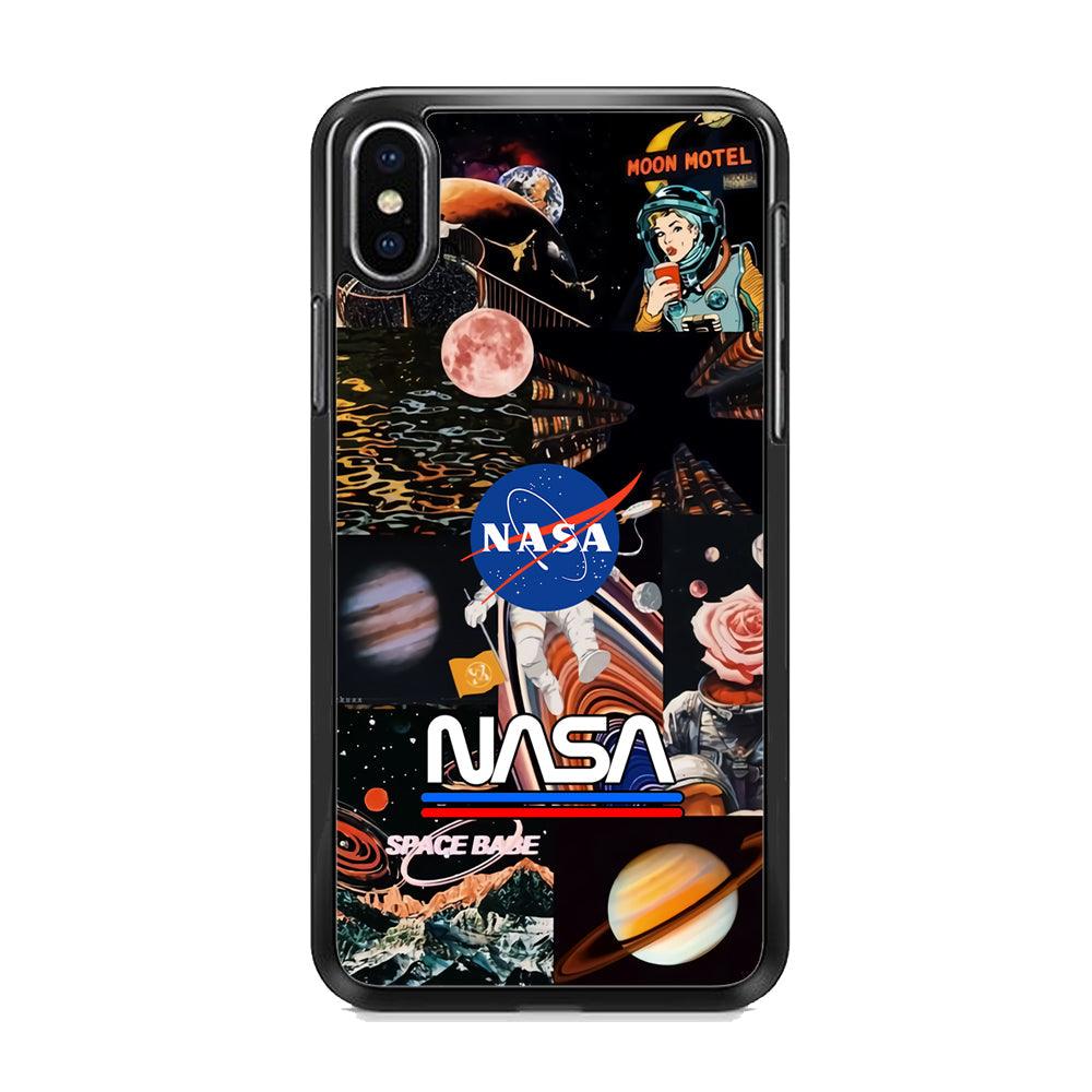 Nasa Astronaut Hustle iPhone XS MAX Case-Rubber Black (2D Case)-Oxvistore