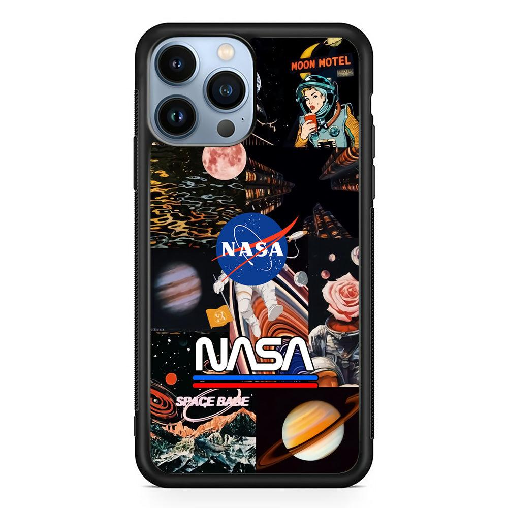 Nasa Astronaut Hustle iPhone 14 Pro Max Case-Rubber Black (2D Case)-Oxvistore
