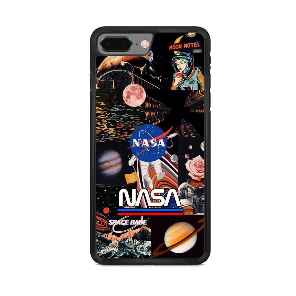 Nasa Astronaut Hustle iPhone 8 Plus Case-Rubber Black (2D Case)-Oxvistore