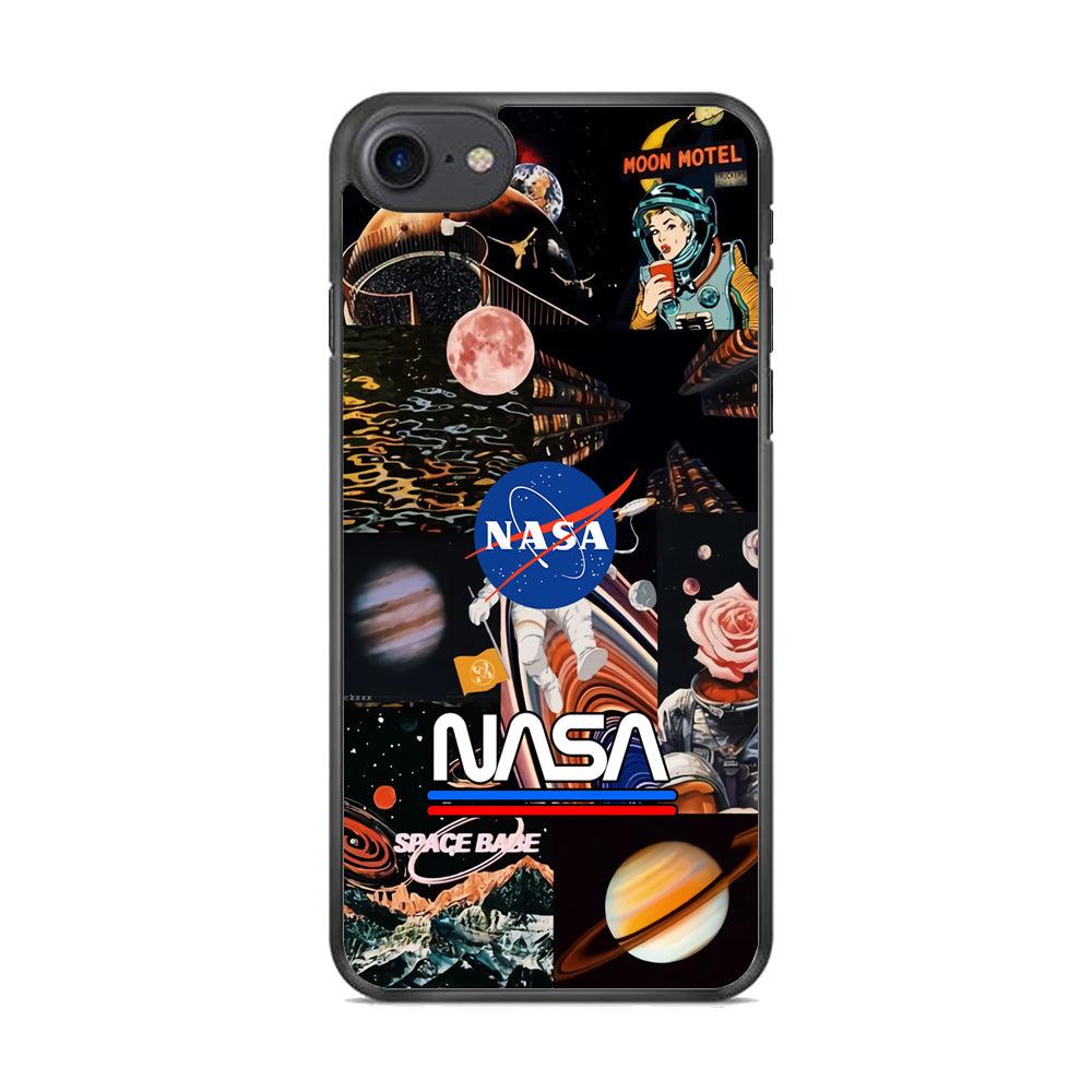 Nasa Astronaut Hustle iPhone 8 Case-Rubber Black (2D Case)-Oxvistore