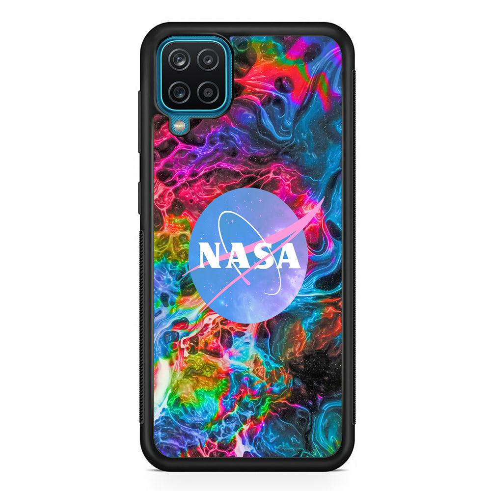 Nasa Cosmos Colorful Samsung Galaxy A12 Case-Rubber Black (2D Case)-Oxvistore