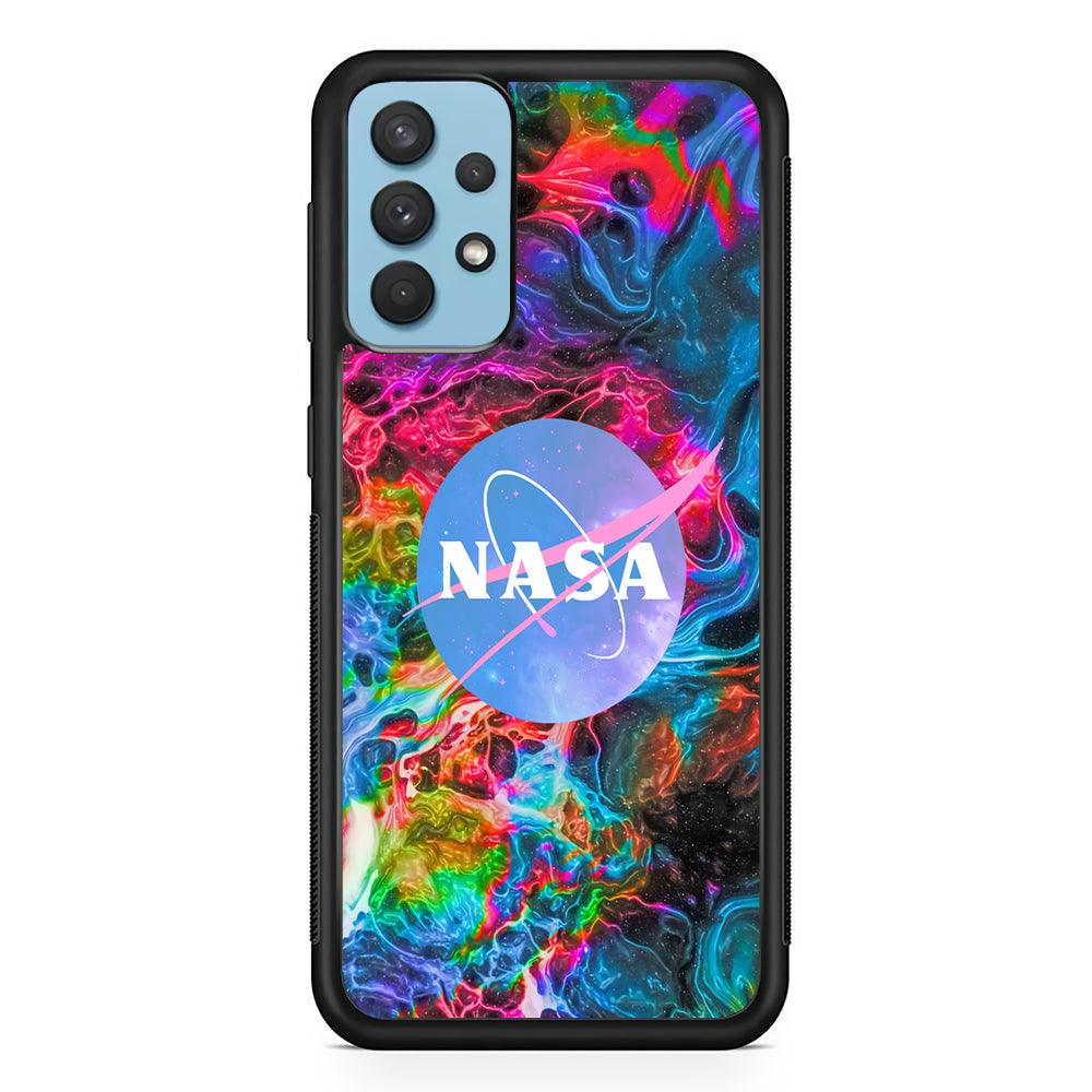 Nasa Cosmos Colorful Samsung Galaxy A32 Case-Rubber Black (2D Case)-Oxvistore