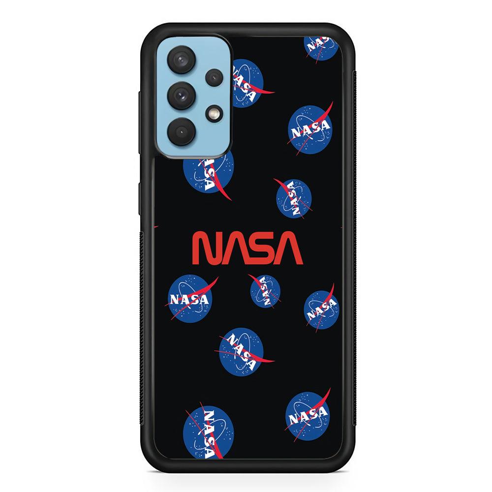 Nasa Emblem Collage Samsung Galaxy A32 Case-Rubber Black (2D Case)-Oxvistore
