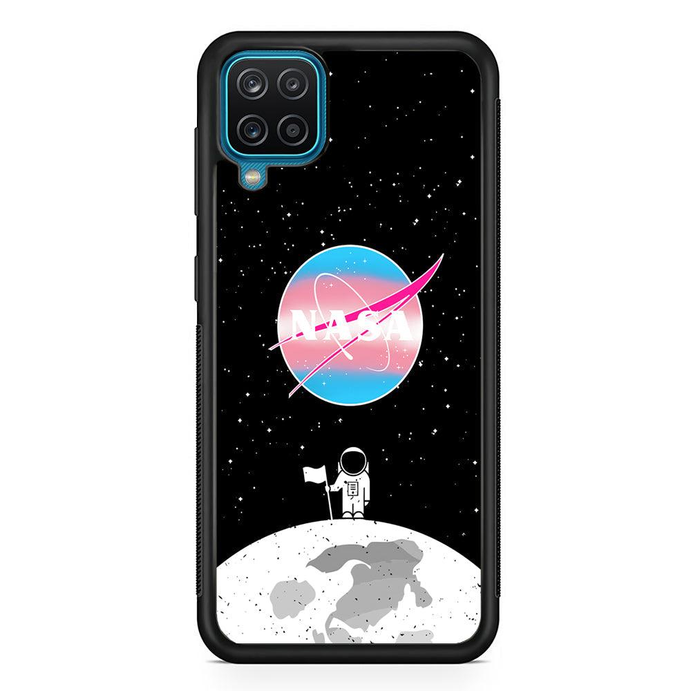 Nasa Moon Chaser Samsung Galaxy A12 Case-Rubber Black (2D Case)-Oxvistore