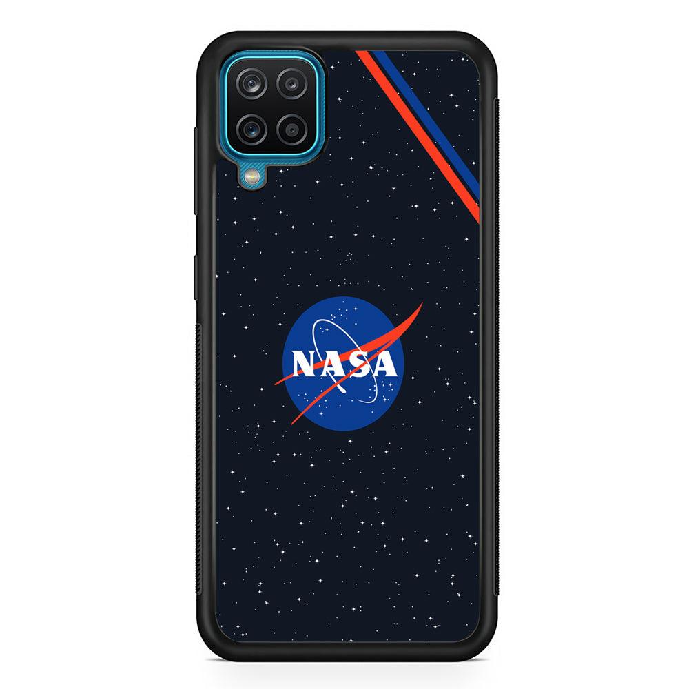 Nasa White Star Spot Samsung Galaxy A12 Case-Rubber Black (2D Case)-Oxvistore