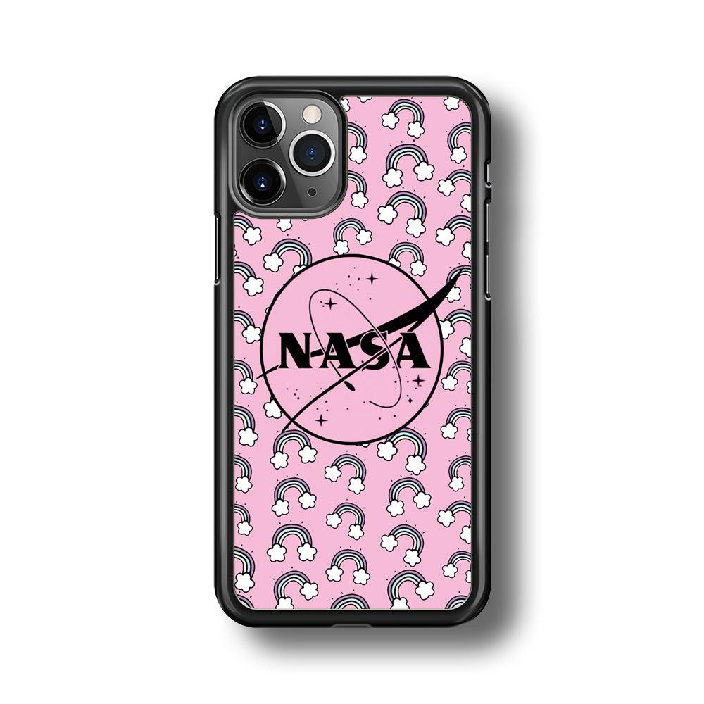 Nasa and Rainbow Features iPhone 11 Pro Max Case-Rubber Black (2D Case)-Oxvistore