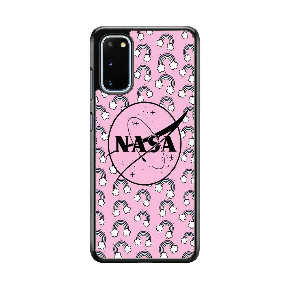 Nasa and Rainbow Features Samsung Galaxy S20 Case-Rubber Black (2D Case)-Oxvistore