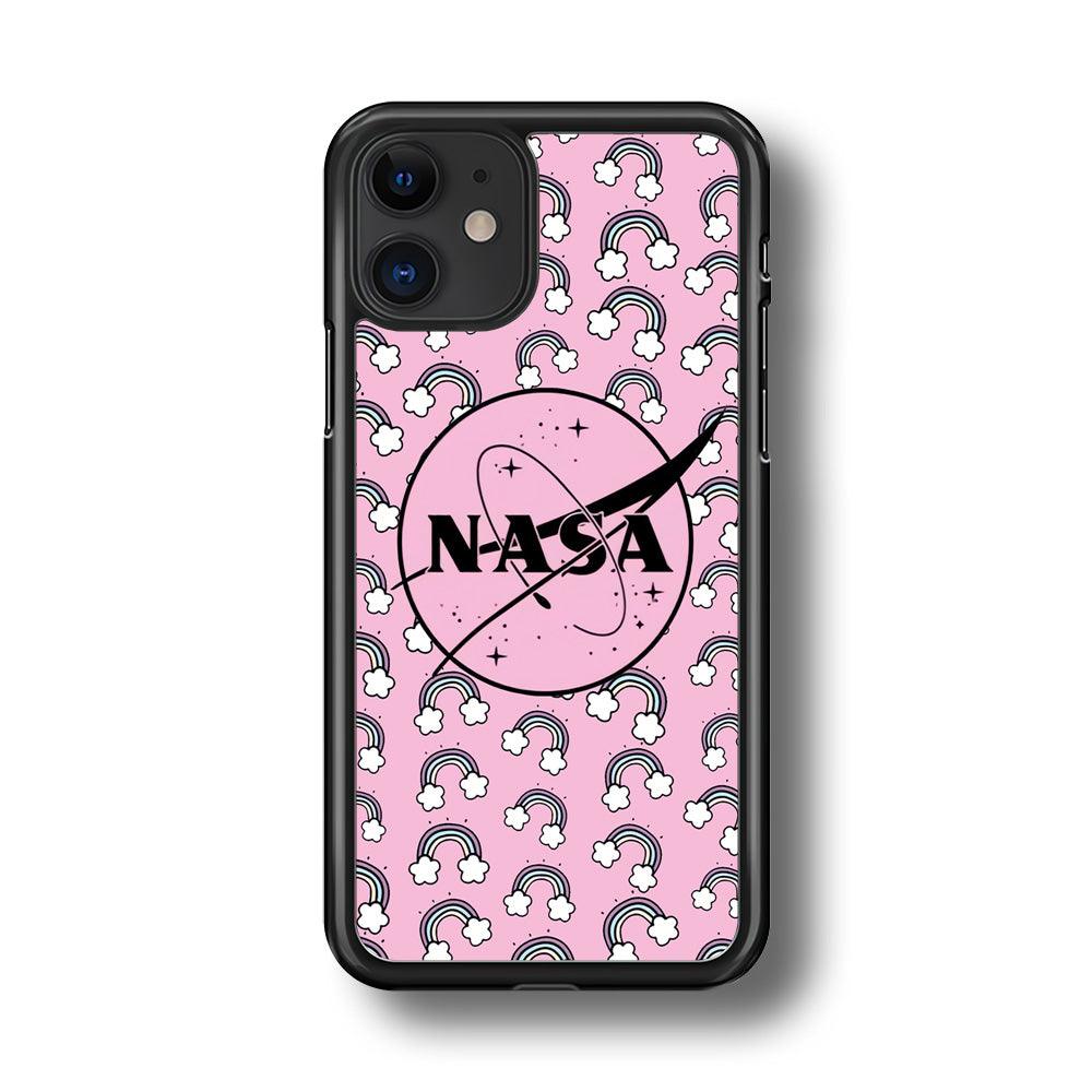 Nasa and Rainbow Features iPhone 11 Case-Rubber Black (2D Case)-Oxvistore