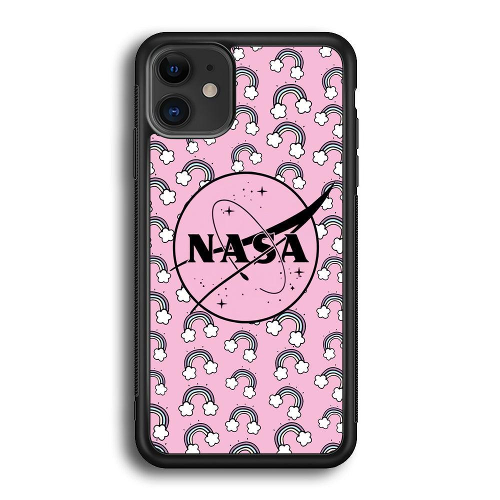 Nasa and Rainbow Features iPhone 12 Case-Rubber Black (2D Case)-Oxvistore